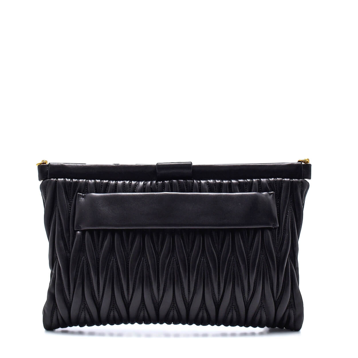 Miu Miu - Black Matelasse Leather Clutch Bag
